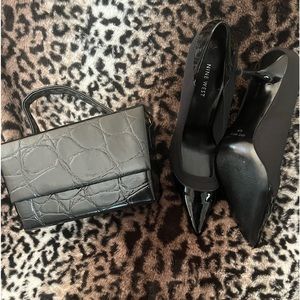 Nine West Black Pointed toe pump. Patten toe, upper and lower heel